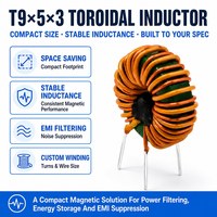 Induktor Choke Mode Umum T12x6x4 Radial 4 Pin Inti Ferit MnZn Filter EMI DCR Rendah Gulungan Kustom Induktor Toroidal