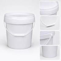 Seau de stockage industriel à large ouverture en PP de 2 L avec poignée en plastique/métal en option, couvercle durable personnalisable, fabriqué en Chine