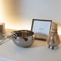Ensemble cadeau moderne en acier inoxydable chromé écologique pour café, thé et matcha