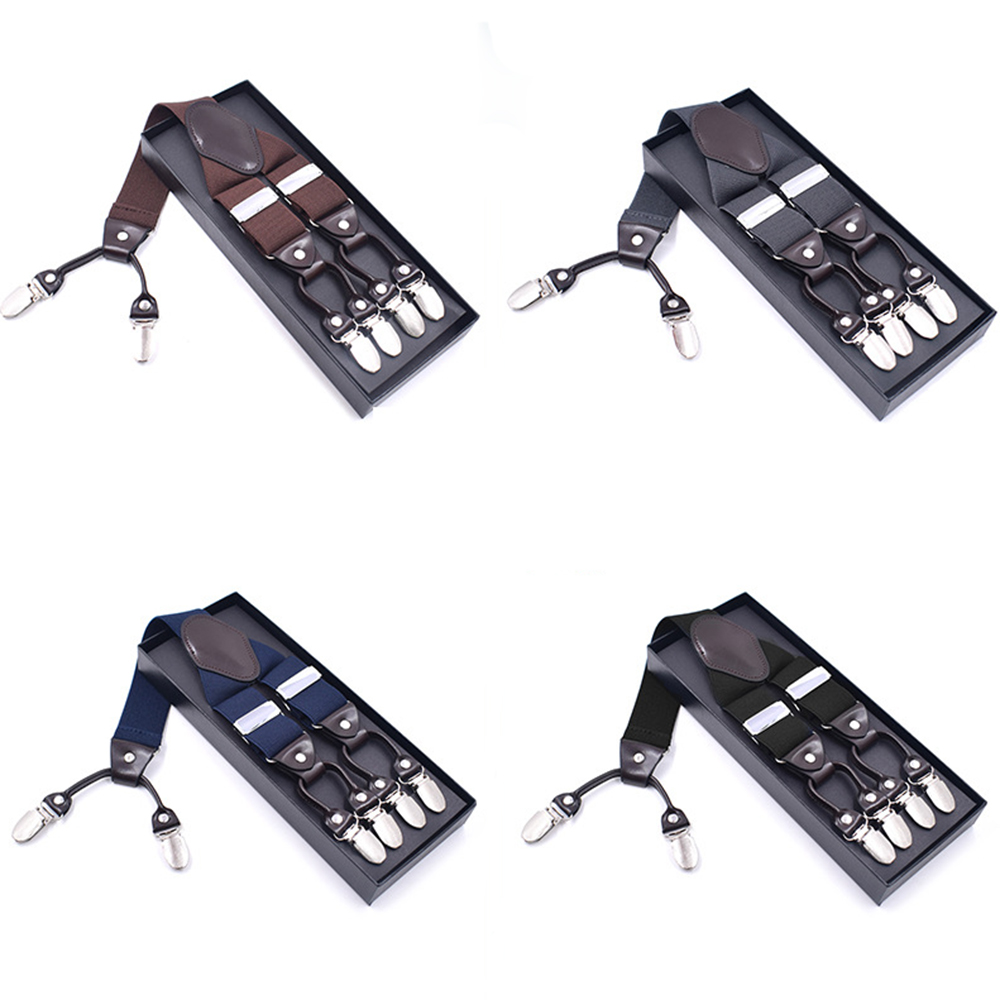 Suspender Belt Wide China High Quality 6 Clips Wedding Set Adjustable Braces Suspenders Men With Box