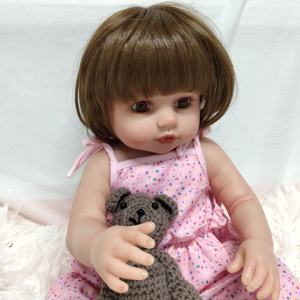 Muñecas Bebé <span class=keywords><strong>Reborn</strong></span> de Silicona Realistas de 18 Pulgadas, <span class=keywords><strong>Tipo</strong></span> Nuevo, de Vinilo, con Vestido Rosa, Gran Venta - Product Image 5