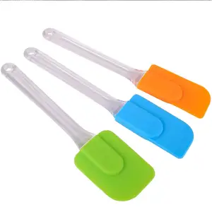 WONDERFUL Wholesale Clear Plastic Handle Food Grade Silicone Cake Cream Spatula For Mixing Baking Tool