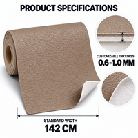 Cuir synthétique PVC marron café, support non tissé, imperméable, gaufré, simili cuir pour l'ameublement intérieur de voiture et la sellerie