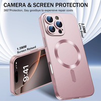   Coque Souple en Silicone Magnétique Mat pour iPhone 16E 16 15 14 13 12 11 Pro Max Plus, Couleur Unie Brillante Métallique