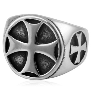 yunnique Men's Cross <b>Titanium</b> Steel <b>Ring</b> Geometric Design Gift Jewelry - Product Image 4