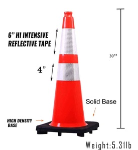 Cône de signalisation routière en PVC réfléchissant, pliable et robuste, de 45 cm, 75 cm, 28 pouces, 18 pouces, 30 pouces, vente en gros d'usine - Product Image 2