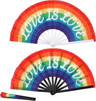 Vente en gros d'éventails en papier Rainbow Pride Éventails publicitaires portatifs Éventails pliants logo personnalisé drapeau hawaïen en plastique imprimé