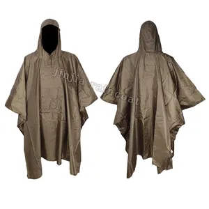 Casaco de chuva impermeável personalizado, casaco de nylon impermeável para emergência leve, poncho de chuva multifuncional durável