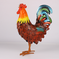 Adorno de jardín de gallo de Metal, arte de patio de pollo, Animal decorativo de pie para césped al aire libre