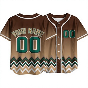 Maillot de baseball personnalisé marron à chevrons pour homme, uniforme d'équipe boutonné, t-shirt de sport athlétique anti-humidité - Product Image 1