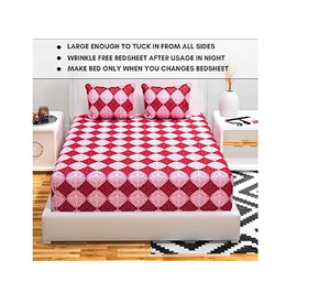 Phong cách lạ mắt Thiết kế đẹp cotton pha trộn Nữ Hoàng bedsheet với 2 gối bao gồm Maroon 90x85 inch mềm bền và thanh lịch bộ đồ giường - Product Image 4