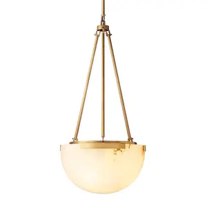 Wholesale American high quality Spanish natural marble copper hanging lights bedroom living room alabaster pendant light