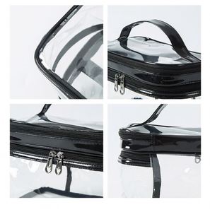 Fashion Clear Cosmetic Cases <b>with</b> 2 <b>Compartments</b> Travel Waterproof Transparent Frosted PVC <b>Makeup</b> <b>Bag</b> 2 Layer clear Toiletry <b>Bag</b> - Product Image 6