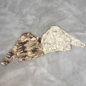 OEM Custom Digital <b>Camo</b> Embroidered Denim Jeans <b>Jacket</b> Set 2 Piece Zipper <b>Jackets</b> and Jeans Shorts Denim Sets Manufacturer - Product Image 2