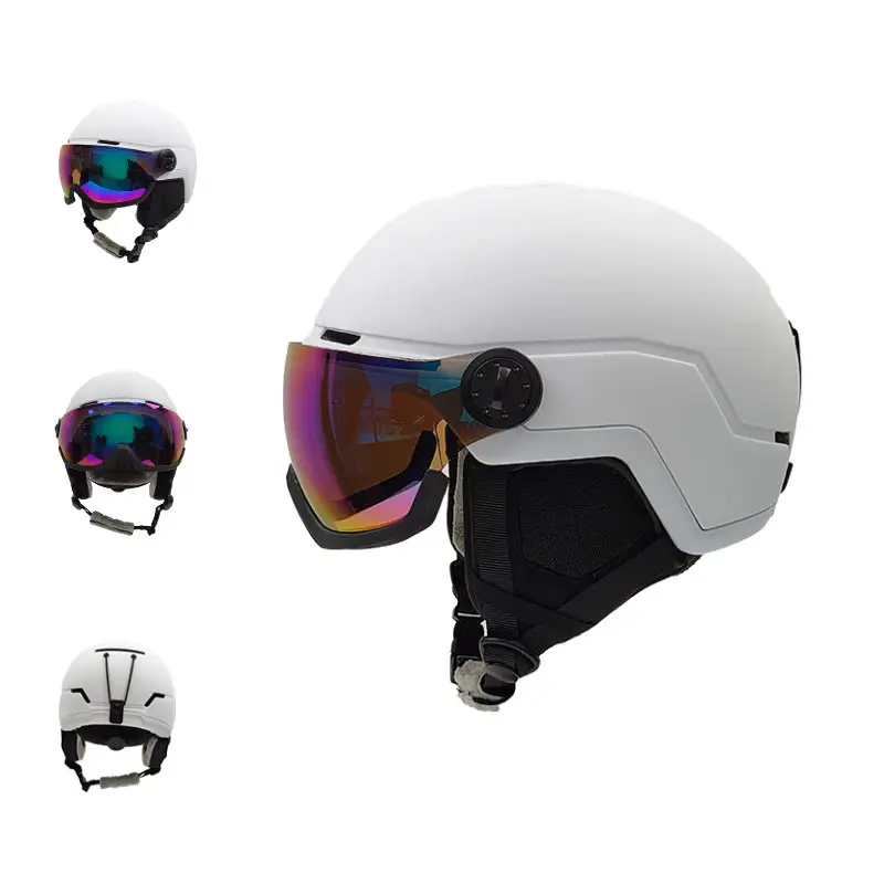 Fabricante de casco de esquí chico barato seguridad al aire libre logotipo personalizado hombres mujeres adulto CE snowboard nieve casco de esquí con visera de gafas