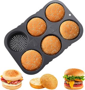 Molde de Silicona de 6 Cavidades para Panecillos de Hamburguesa, Molde para Hornear Panecillos, Muffins y Rollos de Canela, para Pan Casero - Product Image 1