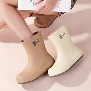 <span class=keywords><strong>Botas</strong></span> de PVC Blancas Impermeables con Cinturón para <span class=keywords><strong>Mujer</strong></span>, Estilo Urbano, Antideslizantes, con Banda Suave para la Lluvia - Product Image 3