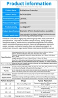 Particules de palladium à 99,95 %, granules de Pd pour matériaux d'évaporation, catalyseur Pd/C