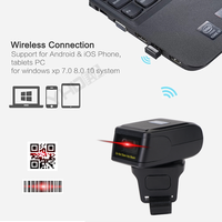 YHDAA Mini Lector de Códigos QR Inalámbrico Bluetooth Portátil 3 en 1, Escáner de Códigos de Barras 2D con Anillo para el Dedo