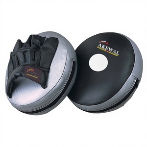Black and Silver Cowhide Leather Boxing <b>Focus</b> <b>Pads</b> with Comfortable Design Custom Logo Custom Packaging - Product Image 1