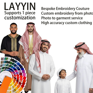 Bộ vest nam chất liệu georgette giả cao cấp, không may sẵn, thêu tay, giá rẻ, kiểu truyền thống Ấn Độ, salwar kameez, sari, trang phục truyền thống Hồi giáo - Product Image 6