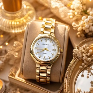 Reloj para Mujer con Incrustaciones de Diamantes de Imitación, Reloj de Cuarzo con Esfera Redonda, Caja de Aleación, Correa, Regalo Casual Diario, Reloj de Pulsera - Product Image 4