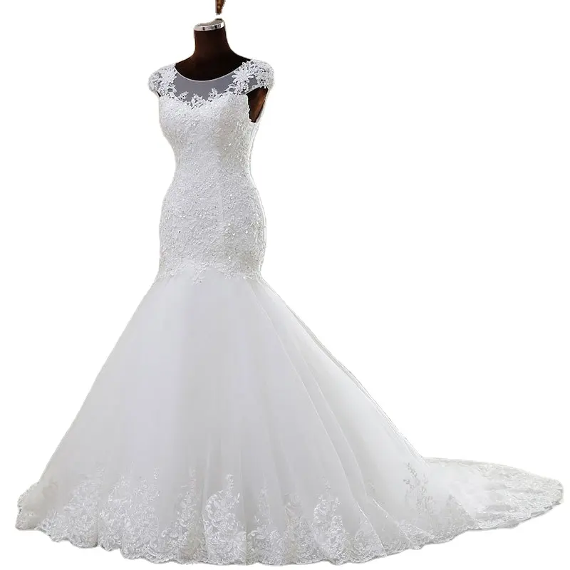 Nanchang Auyan 2022 White Long Lace Tail Waist French Appliques Lehnga Choli Party Wear Wedding Dress Manufacturers