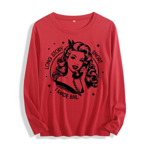 T - Shirt a maniche lunghe in cotone 100% "per farla breve ho fatto Bail grafica retrò", multicolore - Product Image 3