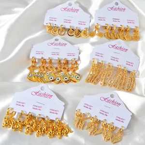 Bijoux de créateurs de mode boucles d'oreilles en diamant plaqué or 14 carats 18 carats avec zircon pour femmes