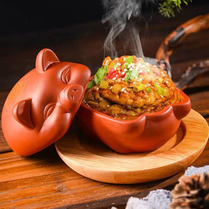 Huîtres grillées dans un pot en terre cuite, pot en terre cuite en forme de cochon, vaisselle, plat tendance au barbecue des célébrités d'Internet - Product Image 1