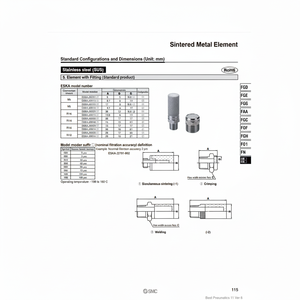 Éléments filtrants agglomérés par équipement industriel de filtration de SMC ESKA-Z2812-100 modèle - Product Image 1
