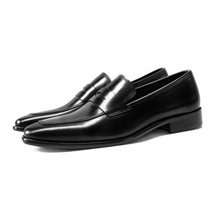 Mocassins en cuir véritable noir à bout carré, chaussures habillées à enfiler pour hommes, toutes saisons, couleur unie, style bout uni - Product Image 4