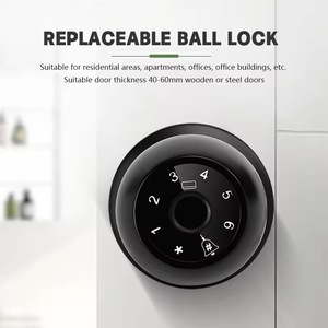 Spherical Zinc Alloy Smart Fingerprint Lock Privacy <strong>Door</strong> <strong>Knob</strong> Password Unlock Tuya App Control for Steel <strong>Doors</strong> Factory Price - Product Image 6