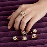Nouveau design plaqué or 18 carats bague rotative personnalisée zircon coloré bague tournante réglable bijoux pour femmes Anillos Que Giran