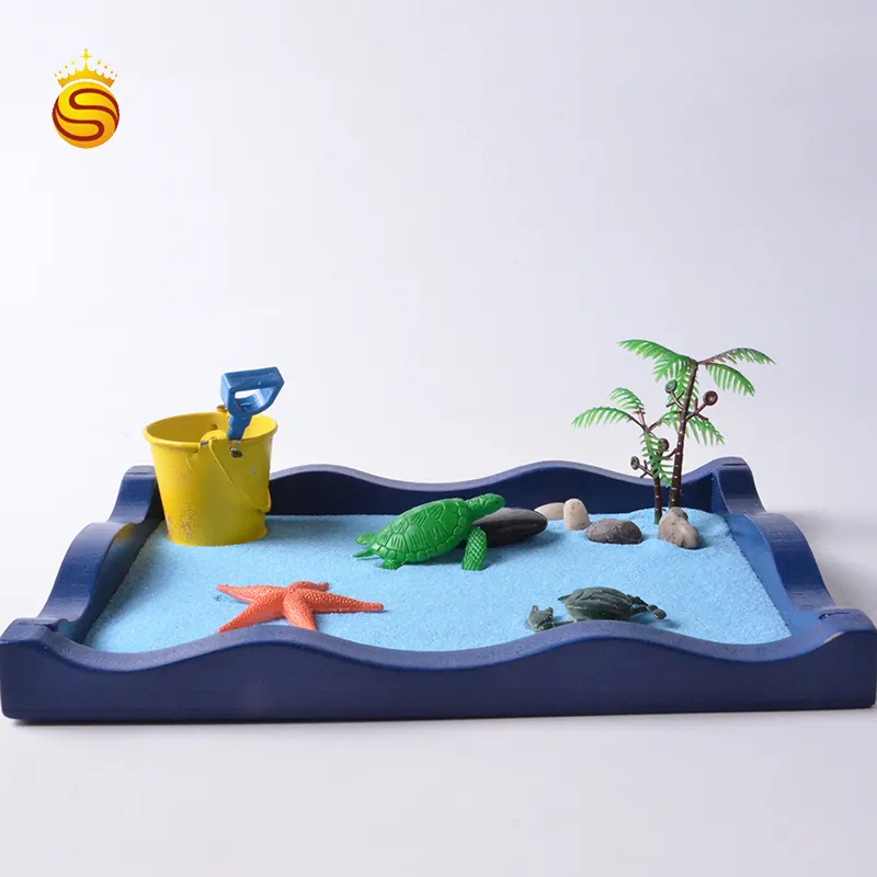 Original crianças presente artesanato diy desktop oceano da areia zen jardim com vários animais