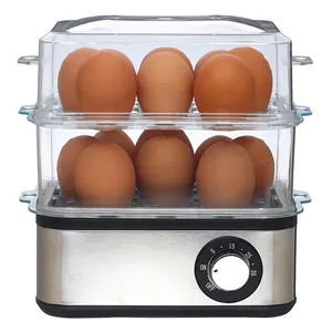 OEM Factory 2 Layer Double Tier Rapid Cooking Steam Egg Poacher 7 Slots Electric Egg Cooker With Steamer Rack