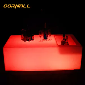 Bar KTV Nightclubs LED Luminous Color Changing Ice Bucket Table With Bar Furniture