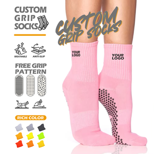 Muestra Gratis MOQ Bajo <span class=keywords><strong>Calcetines</strong></span> de Pilates Premium para Interiores para Mujer <span class=keywords><strong>Calcetines</strong></span> Personalizados <span class=keywords><strong>Antideslizantes</strong></span> de Algodón con Agarre para Yoga - Product Image 3