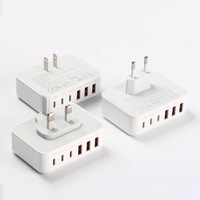 Chargeur rapide GaN 6 ports HNT 100W USB-C PD20W USB-A QC18W, station de charge rapide, prise UK, adaptateur secteur pour téléphone portable, vente en gros OEM