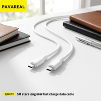 Câble USB 3.0 Type-C vers Type-C PAVAREAL 5M 66W 5A à charge rapide, gaine en PVC tressé pour smartphones et tablettes (PC)