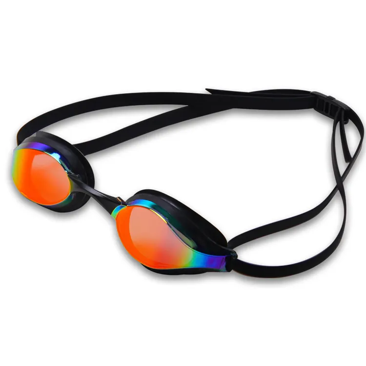 High quality 3D better drug reduction silicone anti-slip strap mirror coated racing swimming goggles