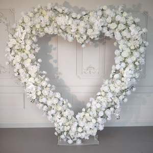 Accesorios para Bodas, Decoración de Fondo para Escenario con Forma de Corazón, Adornos de Tela con Flores Artificiales de Seda, Rosas - Product Image 4