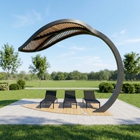 Grande sculpture moderne en acier inoxydable en forme de feuille, style parasol, pour jardin de villa et projets de parcs extérieurs, Fourniture d'usine