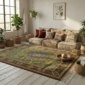 Alfombra de Lana Tribal Vintage Anudada a Mano para Sala de Estar, Dormitorio, Comedor, Interiores de Villas y Hoteles con Tejido Artesanal - Product Image 6
