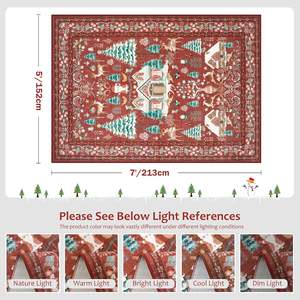 Boho Vintage rouge tapis de noël grand tapis lavable antidérapant pour salon salle à manger couloir décor à la maison en Stock - Product Image 2