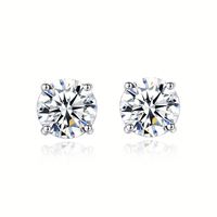 Parure de bijoux en moissanite en argent 925, coupe brillant ronde, sertie griffe, bague, collier et boucles d'oreilles, classique pour femme, pour fiançailles