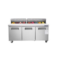 Réfrigérateur commercial Table de préparation de sandwichs et de salades Réfrigérateur de refroidissement à ventilateur de comptoir en acier inoxydable à 2 portes