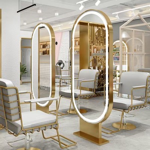 New Luxury Barbershop Salon <b>Mirror</b> Customized Styling Station Beauty <b>Mirrors</b> Barber Furniture Dual Sided Lighted <b>Mirror</b> - Product Image 3