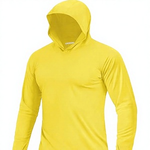 เสื้อเชิ้ตลำลองแขนยาวมีฮู้ดสีเหลืองสำหรับผู้ชายแบบแห้งเร็วทรงสลิมฟิต - Product Image 1