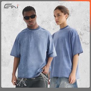 T-shirt en coton tricoté personnalisé 100% 270 Gsm pour hommes T-shirt surdimensionné rétro lavé avec pigment teint DTG imprimer des vêtements personnalisables - Product Image 5